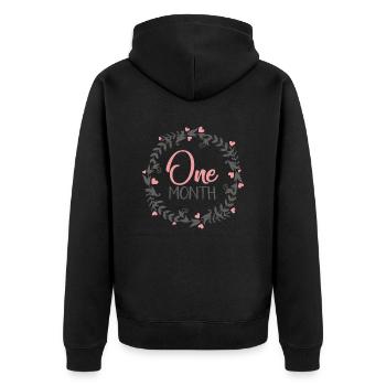 ONE MONTH MILESTONES HEART - Unisex Premium Bio Zip Hoodie - Schwarz - Hinten - Nico (187cm)
