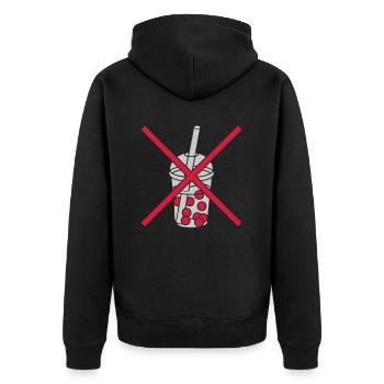 Zone Bubble Tea verboten - Unisex Premium Bio Zip Hoodie - Schwarz - Hinten - Nico (187cm)