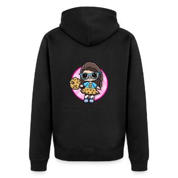 Mädchen mit Keks - Unisex Premium Bio Zip Hoodie - Schwarz - Hinten - Nico (187cm)