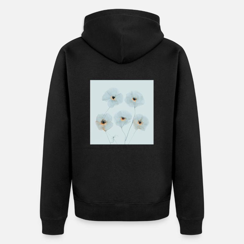 Mohn Blumen Blau Orange - Unisex Premium Bio Zip Hoodie - Schwarz