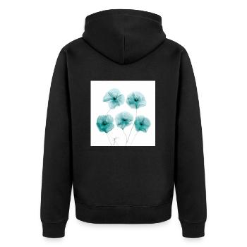 Fleurs de pavot Vert Blanc - Veste à capuche bio Premium Unisexe - noir - Dos - Nico (187cm)