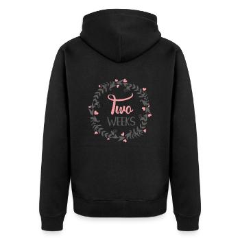 TWO WEEKS MILESTONES HEART - Unisex Premium Bio Zip Hoodie - Schwarz - Hinten - Nico (187cm)