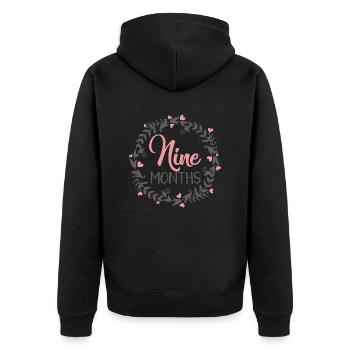 NINE MILESTONES HEART - Unisex Premium Bio Zip Hoodie - Schwarz - Hinten - Nico (187cm)