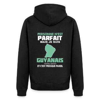 Humour Guyane citation Guyanais - Veste à capuche bio Premium Unisexe - noir - Dos - Nico (187cm)