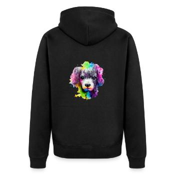 Poodle design in color - Unisex Premium Organic Zip Hoodie - black - Back - Nico (187cm)