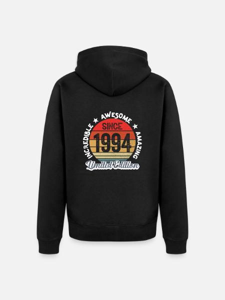 amazing since 1994 - anniversary - Unisex Premium Organic Zip Hoodie - black