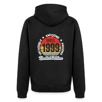 amazing since 1999 - anniversary - Unisex Premium Organic Zip Hoodie - black - Back - Nico (187cm)