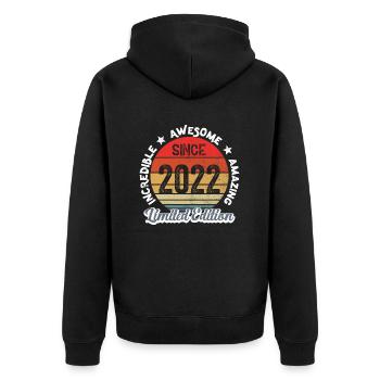 amazing since 2022 - anniversary - Unisex Premium Organic Zip Hoodie - black - Back - Nico (187cm)