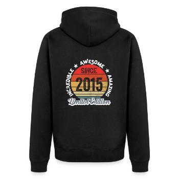 amazing since 2015 - anniversaire - Veste à capuche bio Premium Unisexe - noir - Dos - Nico (187cm)