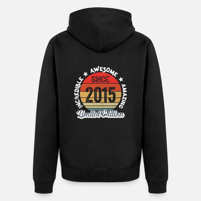 erstaunlich seit 2015 - Jubiläum - Unisex Premium Bio Zip Hoodie - Schwarz