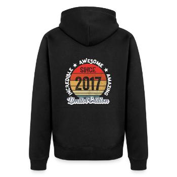amazing since 2017 - anniversary - Unisex Premium Organic Zip Hoodie - black - Back - Nico (187cm)