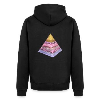 Schwingungserhöhung Pyramide - Unisex Premium Bio Zip Hoodie - Schwarz - Hinten - Nico (187cm)