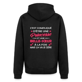 princesse et belle sœur à la fois - Veste à capuche bio Premium Unisexe - noir - Dos - Nico (187cm)