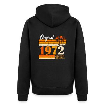 1972 Jahrgang Vintage Retro Geburtstag - Unisex Premium Bio Zip Hoodie - Schwarz - Hinten - Nico (187cm)