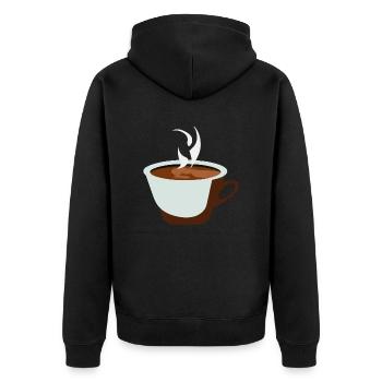 Coffee Illustration Gift Idea for Coffee Drinkers - Unisex Premium Organic Zip Hoodie - black - Back - Nico (187cm)