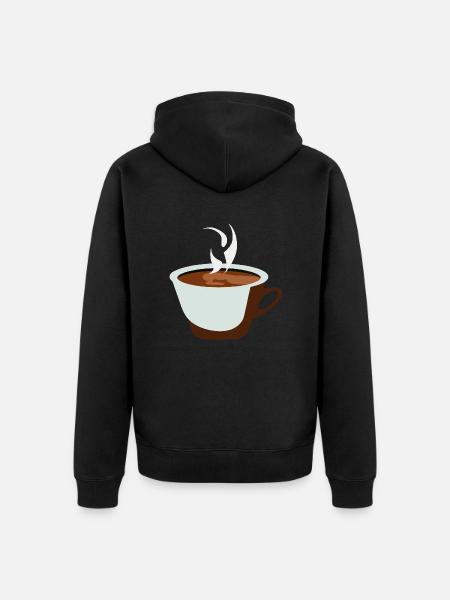 Kaffee Illustration Geschenkidee für Kaffeetrinker - Unisex Premium Bio Zip Hoodie - Schwarz