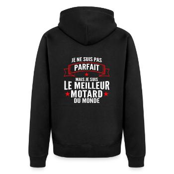 pas parfait mais le meilleur motard du monde - Veste à capuche bio Premium Unisexe - noir - Dos - Nico (187cm)