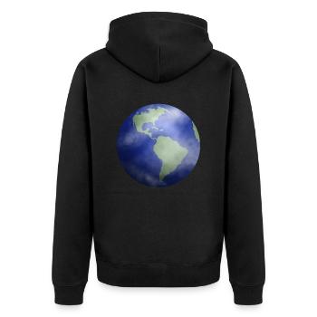 Erde - Unisex Premium Bio Zip Hoodie - Schwarz - Hinten - Nico (187cm)