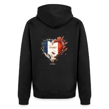 LOVE FRENCH - Veste à capuche bio Premium Unisexe - noir - Dos - Nico (187cm)