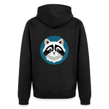 Waschbären süßer Cartoon Waschbär 17 - Unisex Premium Bio Zip Hoodie - Schwarz - Hinten - Nico (187cm)
