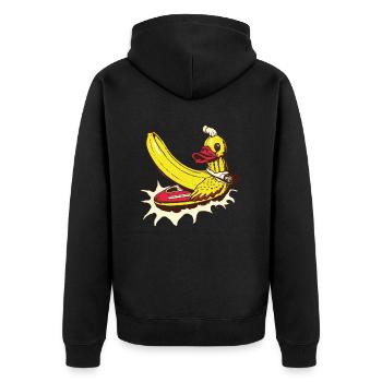 Bana-Duck - Unisex Premium Bio Zip Hoodie - Schwarz - Hinten - Nico (187cm)
