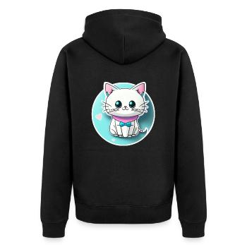 Kawaii Cat - Cute - Manga - Japan - Unisex Premium Organic Zip Hoodie - black - Back - Nico (187cm)