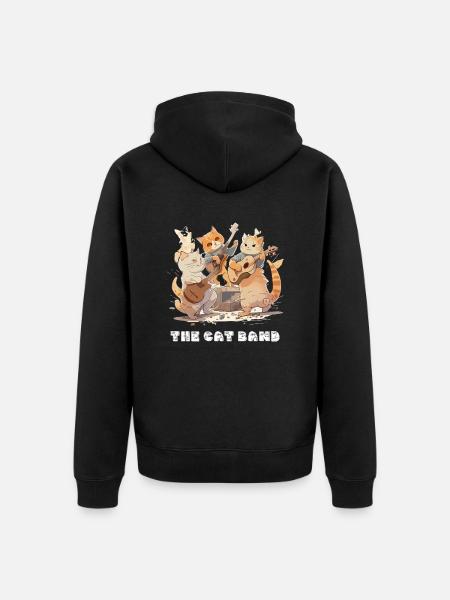 The cat band - Unisex Premium Organic Zip Hoodie - black