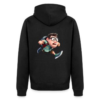 Verpixelte Kumpels - Unisex Premium Bio Zip Hoodie - Schwarz - Hinten - Nico (187cm)