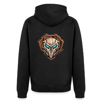 Holz Design Logo - Unisex Premium Bio Zip Hoodie - Schwarz - Hinten - Nico (187cm)