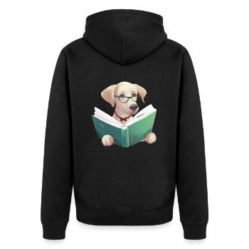 Hunde Bücher Labrador Buch Hund Lesen Hundehalter - Unisex Premium Bio Zip Hoodie - Schwarz - Hinten - Nico (187cm)