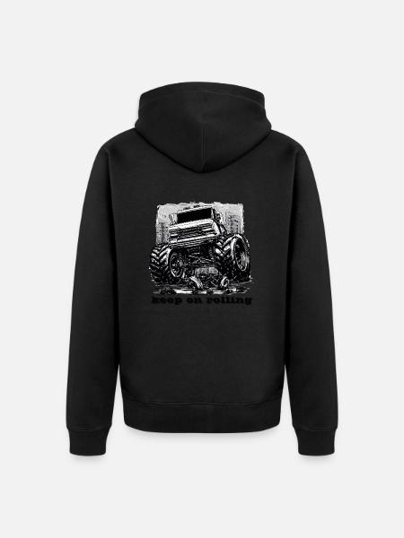 Monstertruck keep on rolling - Unisex Premium Bio Zip Hoodie - Schwarz