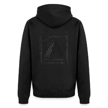 So faszinierend wie ein Dreieck - Unisex Premium Bio Zip Hoodie - Schwarz - Hinten - Nico (187cm)