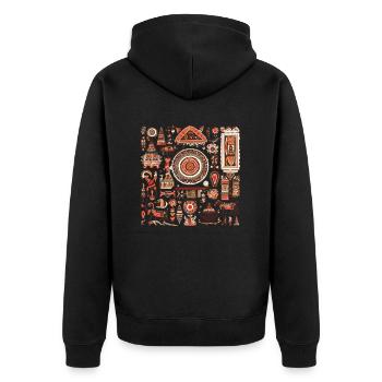 Afrikanische Folklore - Unisex Premium Bio Zip Hoodie - Schwarz - Hinten - Nico (187cm)