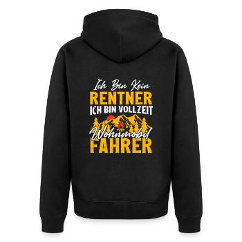 ICH BIN KEIN RENTNER. ICH BIN VOLLZEIT WOHNMOBI... - Unisex Premium Bio Zip Hoodie - Schwarz - Hinten - Nico (187cm)