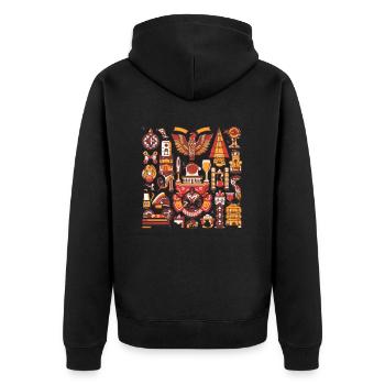 Traditionelles deutsches Motiv 7 - Unisex Premium Bio Zip Hoodie - Schwarz - Hinten - Nico (187cm)