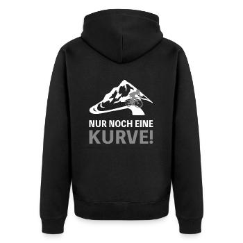 Mountainbike Spruch Nur noch eine Kurve Berge - Unisex Premium Bio Zip Hoodie - Schwarz - Hinten - Nico (187cm)