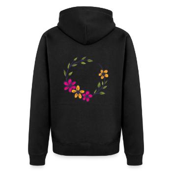 Flower Blume Pflanze - Unisex Premium Bio Zip Hoodie - Schwarz - Hinten - Nico (187cm)