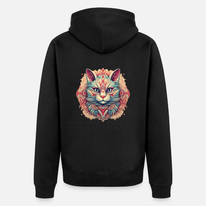 Chat mandala - Veste à capuche bio Premium Unisexe - noir
