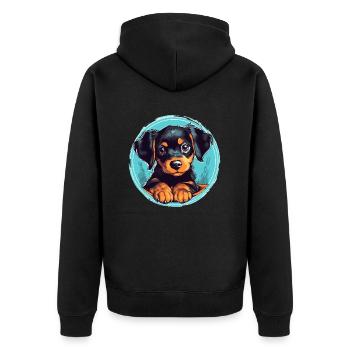 Chiot mignon - Veste à capuche bio Premium Unisexe - noir - Dos - Nico (187cm)