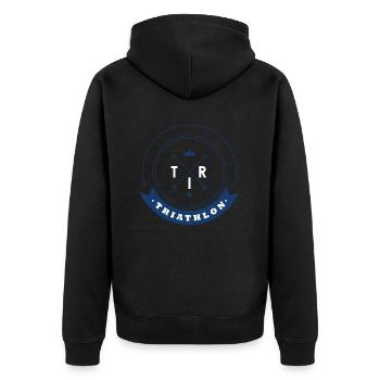 Triathlon Swim Bike Run Marathon - Unisex Premium Bio Zip Hoodie - Schwarz - Hinten - Nico (187cm)