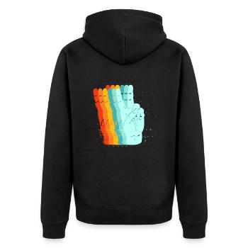 Friedens-Retro-Zeichen - Unisex Premium Bio Zip Hoodie - Schwarz - Hinten - Nico (187cm)