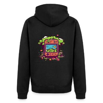 Retro-Videospiel - Unisex Premium Bio Zip Hoodie - Schwarz - Hinten - Nico (187cm)