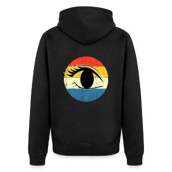 Retro Vintage eye Sunset Design - Unisex Premium Organic Zip Hoodie - black - Back - Nico (187cm)
