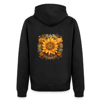 Mandala sunflower floral embellishments - Unisex Premium Organic Zip Hoodie - black - Back - Nico (187cm)