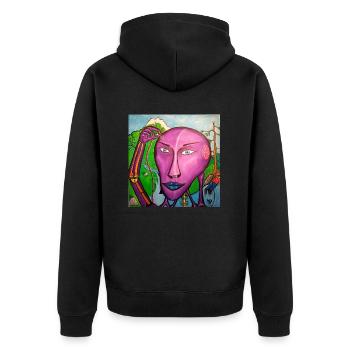 20170204 220752 - Unisex Premium Bio Zip Hoodie - Schwarz - Hinten - Nico (187cm)