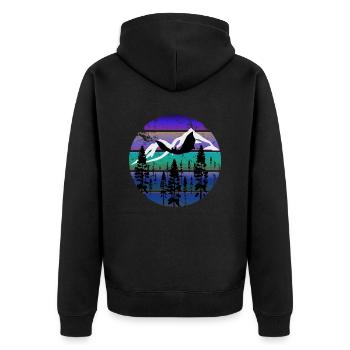 Fledermaus in kühler Abendstimmung - Unisex Premium Bio Zip Hoodie - Schwarz - Hinten - Nico (187cm)