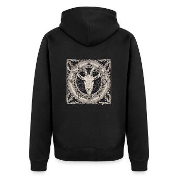 Ziege - Unisex Premium Bio Zip Hoodie - Schwarz - Hinten - Nico (187cm)