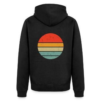 Coucher de soleil fond grunge rétro vintage - Veste à capuche bio Premium Unisexe - noir - Dos - Nico (187cm)