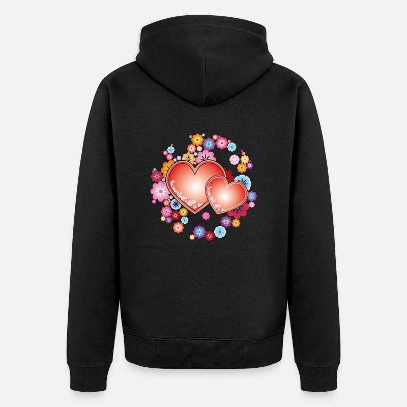 Deux cœurs - Veste à capuche bio Premium Unisexe - noir