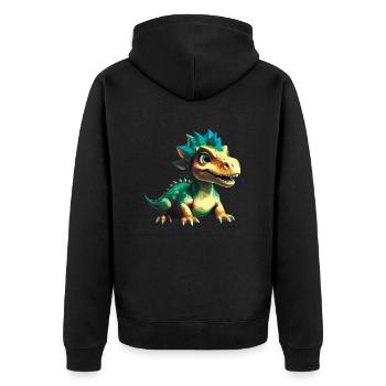 Dino, Dinosaure, Texte personnalisé, Forme - Veste à capuche bio Premium Unisexe - noir - Dos - Nico (187cm)